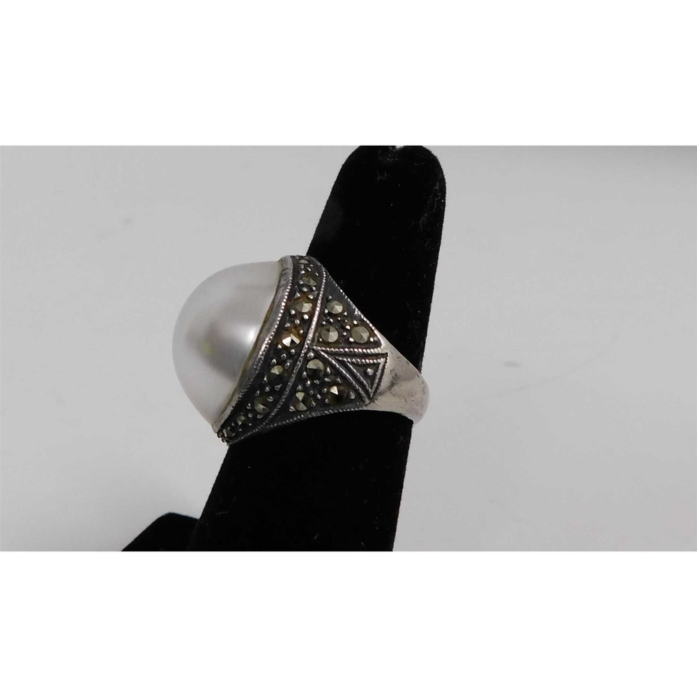 Judith Jack .925 Sterling Silver Pearl Ring 8.93 gram sz 6.25